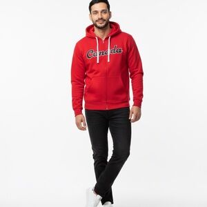 Roots Red Zip Up Men's Sweater